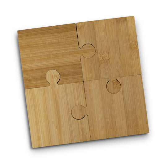 Bamboo Puzzle Coaster Sets of 4 Natural